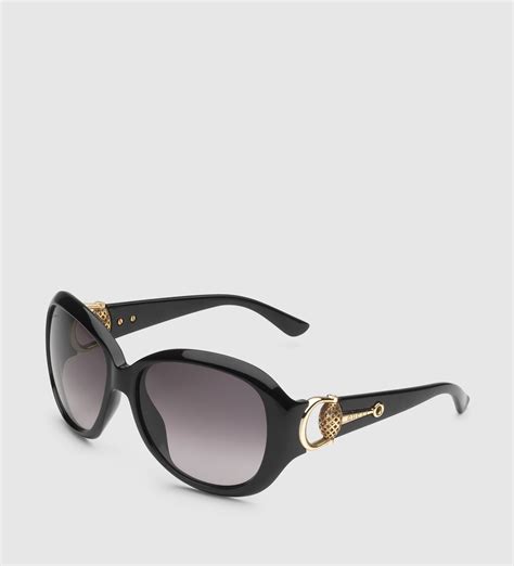 gucci oval-frame horsebit sunglasses|gucci ladies oval sunglasses black.